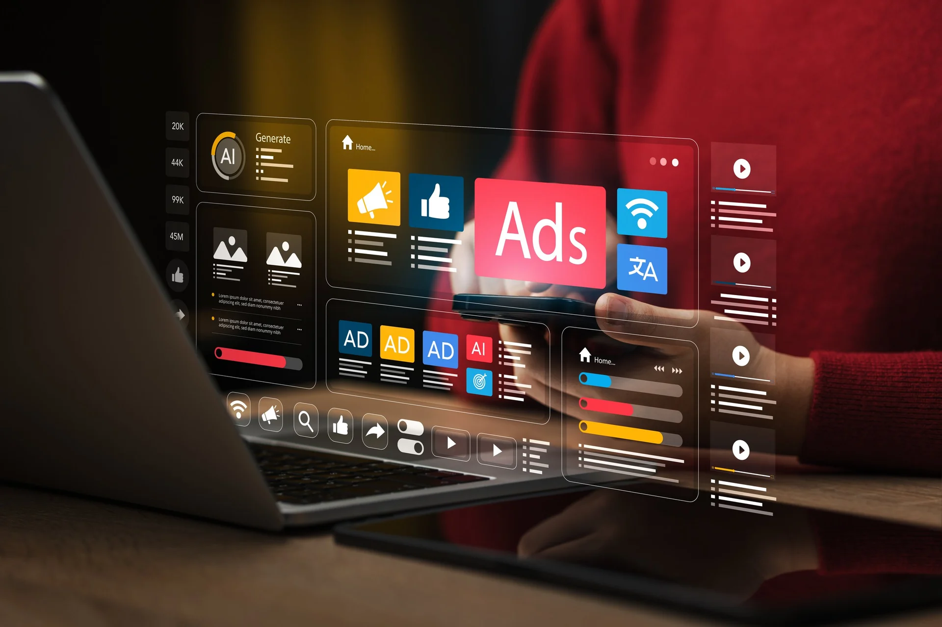 Businesswoman analysiert digitale Marketing Kampagnen
